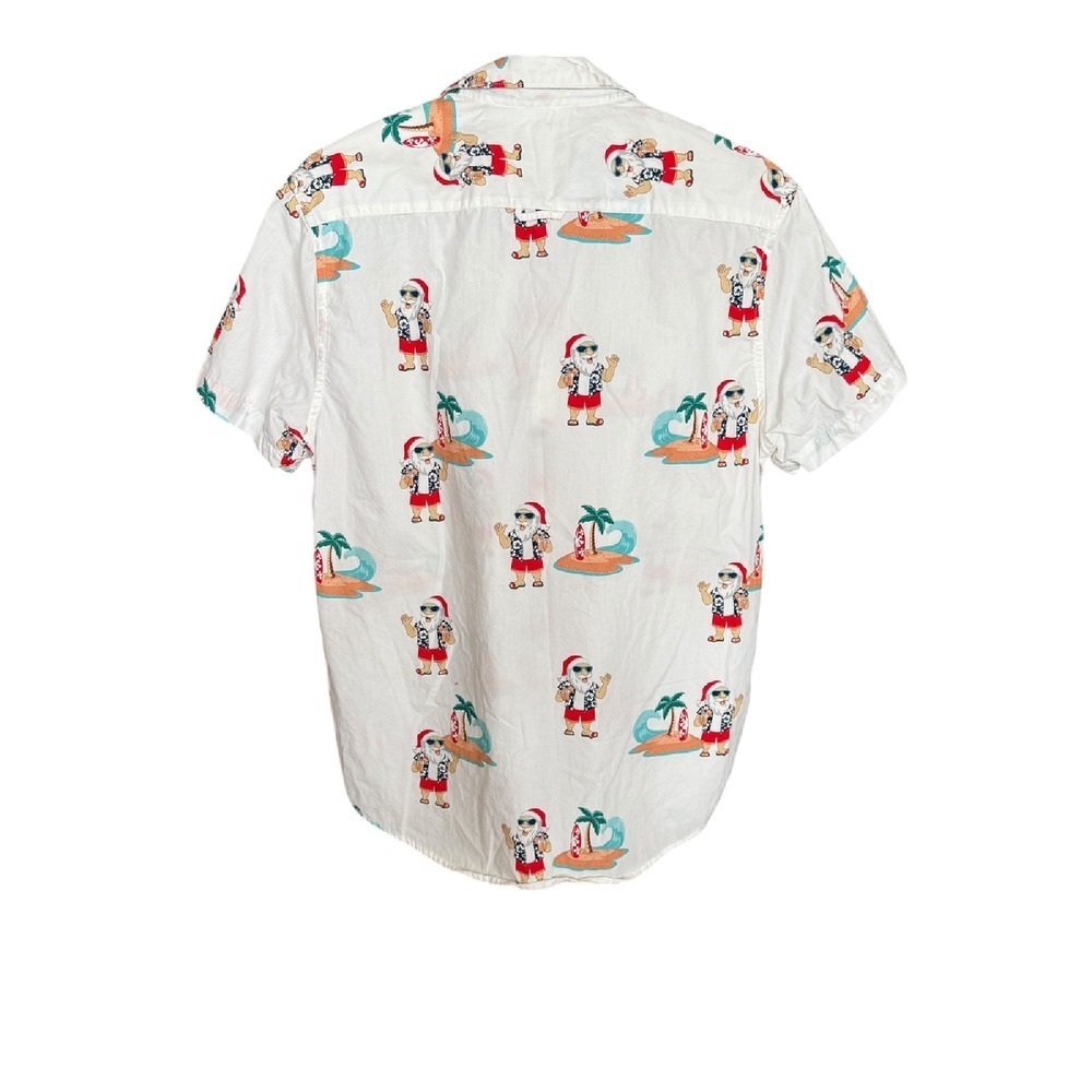 Denim & Flower Joy Santa Print Short Sleeve Button Up Shirt - Men's Medium - Picture 2 of 5